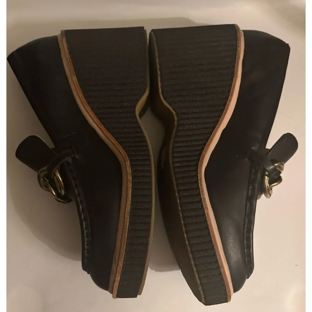 DOLCE VITA Leather Brenan Wedges in Black Size 9.5